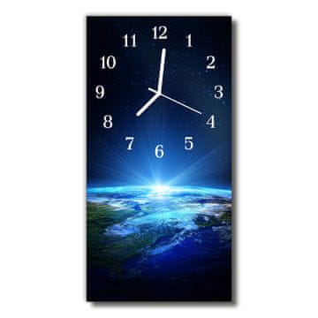 tulup.si Steklena navpična ura Blue earth universe 30x60 cm Bele kazalke