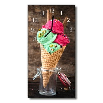 tulup.si Steklena navpična ura Ice smetanove barve sadje 30x60 cm