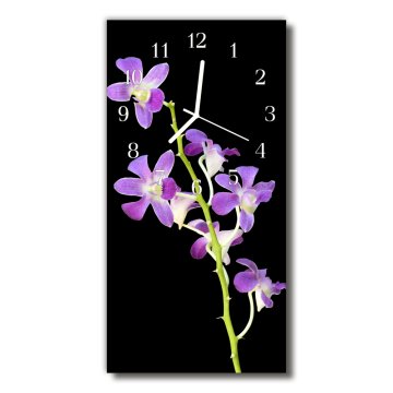 tulup.si Steklena navpična ura Orhideje 30x60 cm Bele kazalke