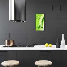 tulup.si Steklena navpična ura Grafike zelena rastlina 30x60 cm Črne kazalke