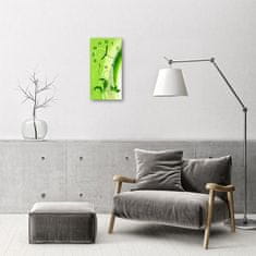 tulup.si Steklena navpična ura Grafike zelena rastlina 30x60 cm Črne kazalke
