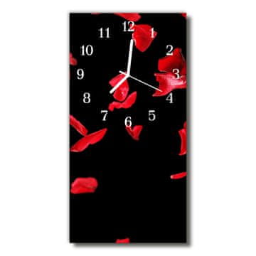 tulup.si Steklena navpična ura Cvetni listi vrtnice pisane rože 30x60 cm Bele kazalke