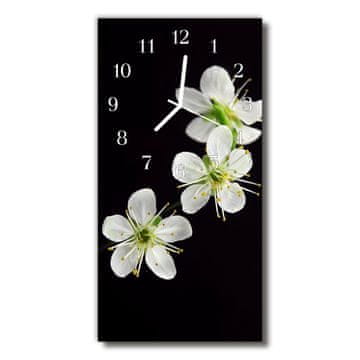 tulup.si Steklena navpična ura Barva flowers flowers 30x60 cm Bele kazalke