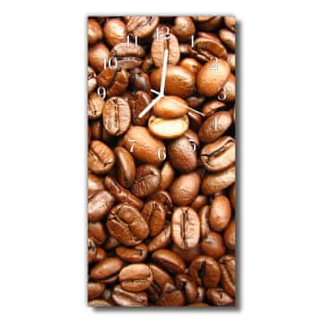 tulup.si Steklena navpična ura Kuhinja za kavo v zrnju rjava 30x60 cm Bele kazalke