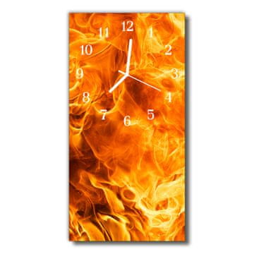 tulup.si Steklena navpična ura Oranžna požar 30x60 cm Bele kazalke