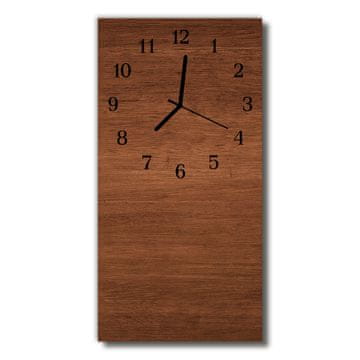 tulup.si Steklena navpična ura Lesene deske rjava 30x60 cm Črne kazalke