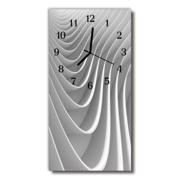 tulup.si Steklena navpična ura Wave nature 3d srebrne linije 30x60 cm Črne kazalke