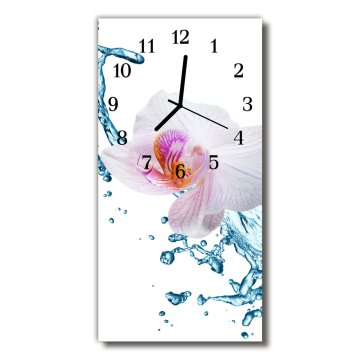 tulup.si Steklena navpična ura Barvne orhideje 30x60 cm Črne kazalke