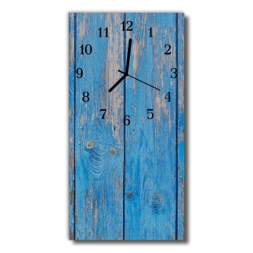 tulup.si Steklena navpična ura Les pobarvan modro 30x60 cm Črne kazalke
