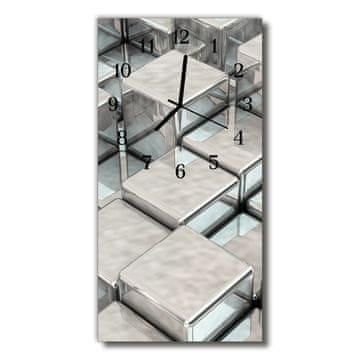 tulup.si Steklena navpična ura Silver metal kocke 30x60 cm Črne kazalke