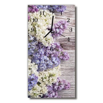 tulup.si Steklena navpična ura Lila barvni cvetje 30x60 cm Črne kazalke