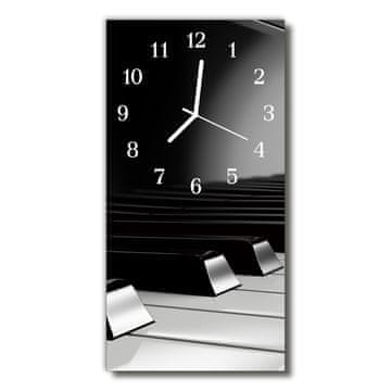 tulup.si Steklena navpična ura Klavirske tipke siva 30x60 cm Bele kazalke