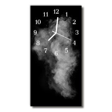 tulup.si Steklena navpična ura Dim abstrakcija črno in belo 30x60 cm Bele kazalke