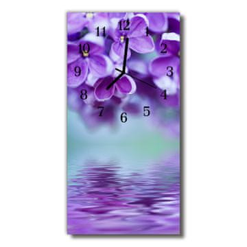 tulup.si Steklena navpična ura Lila rdeče rože 30x60 cm Črne kazalke
