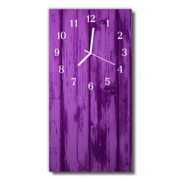 tulup.si Steklena navpična ura Vijolična les 30x60 cm Bele kazalke