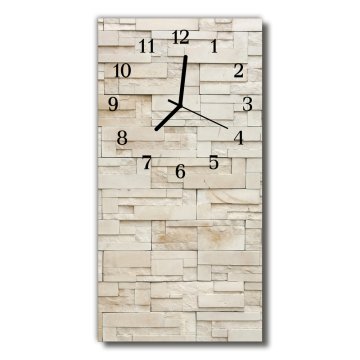 tulup.si Steklena navpična ura Naravni kamen bež opeke 30x60 cm Črne kazalke