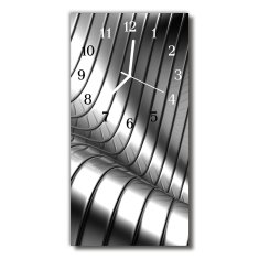 tulup.si Steklena navpična ura Wave metal kovinsko srebrna 30x60 cm Bele kazalke