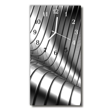 tulup.si Steklena navpična ura Wave metal kovinsko srebrna 30x60 cm Bele kazalke