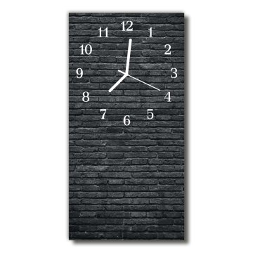tulup.si Steklena navpična ura Narava črne opeke kamni 30x60 cm Bele kazalke
