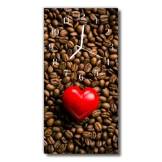 tulup.si Steklena navpična ura Barva kuhinja coffee bean heart 30x60 cm Bele kazalke