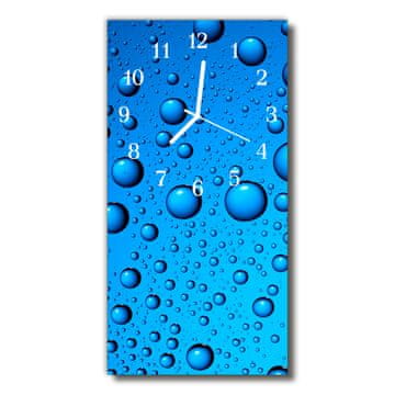 tulup.si Steklena navpična ura Narava kapljice vode rosišča modra 30x60 cm Bele kazalke
