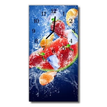 tulup.si Steklena navpična ura Kuhinja sadje barvno sliko tiskanje 30x60 cm Črne kazalke