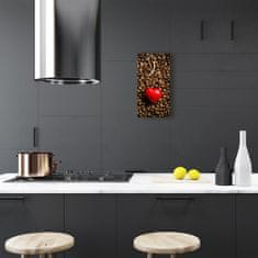 tulup.si Steklena navpična ura Barva kuhinja coffee bean heart 30x60 cm Bele kazalke