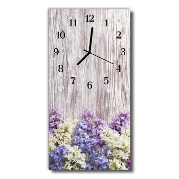 tulup.si Steklena navpična ura Lila barvni cvetje 30x60 cm Črne kazalke