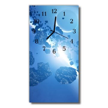 tulup.si Steklena navpična ura Narava sky blue asteroidi 30x60 cm Črne kazalke
