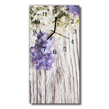 tulup.si Steklena navpična ura Lila barvni cvetje 30x60 cm Črne kazalke