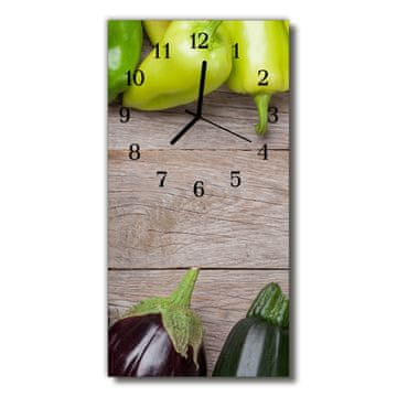 tulup.si Steklena navpična ura Kuhinjska miza zelenjavni siva 30x60 cm Črne kazalke