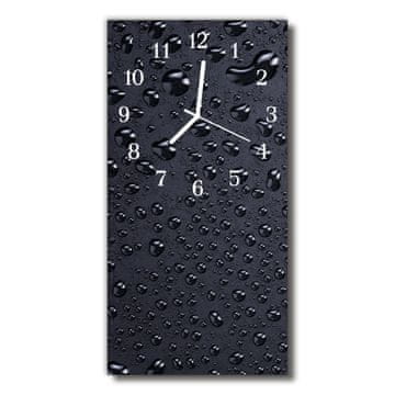 tulup.si Steklena navpična ura Narava kapljice vode rosišča črno 30x60 cm Bele kazalke