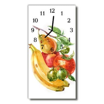 tulup.si Steklena navpična ura Kitchen sadje banane akvarel 30x60 cm Črne kazalke