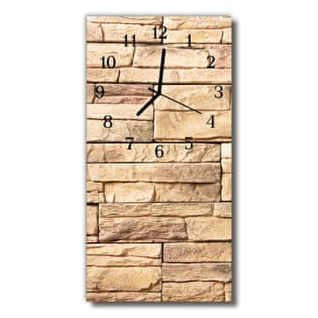 tulup.si Steklena navpična ura Bež kamniti zid 30x60 cm Črne kazalke