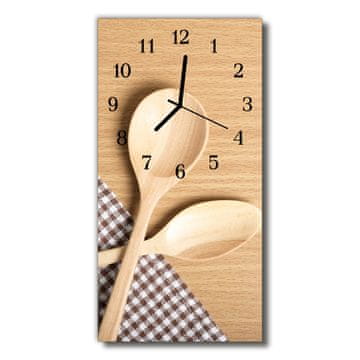 tulup.si Steklena navpična ura Kuhinja spoon bež 30x60 cm Črne kazalke