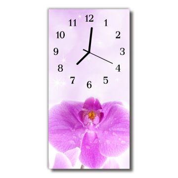 tulup.si Steklena navpična ura Orchid roza cvetovi 30x60 cm Črne kazalke