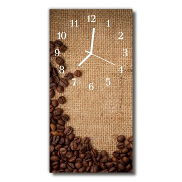 tulup.si Steklena navpična ura Kuhinja za kavo v zrnju rjava 30x60 cm Bele kazalke