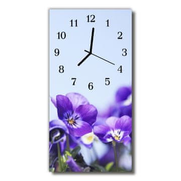 tulup.si Steklena navpična ura Cvetje cvetje vijolična 30x60 cm Črne kazalke