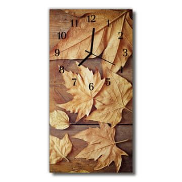 tulup.si Steklena navpična ura Narava listi rjava 30x60 cm Črne kazalke