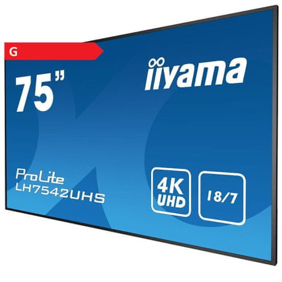 iiyama LH7542UHS-B3 LED LCD informacijski monitor 189 cm, IPS, 4K, VGA/DVI/HDMI/DP