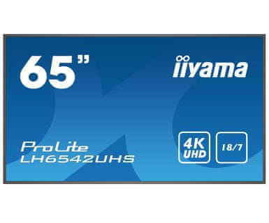 iiyama LH6542UHS-B1 ProLite informacijski monitor 164 cm, 4K UHD, IPS, LED
