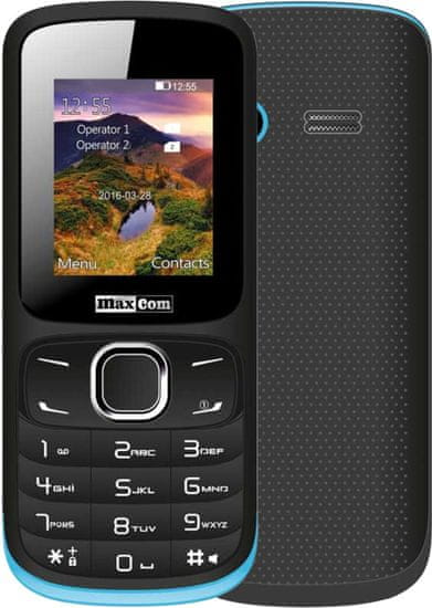 MaxCom mobilni telefon MM128 DualSIM, črno-moder