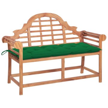 Vidaxl Vrtna klop z zeleno blazino 120 cm trdna tikovina
