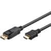 DP (M) / HDMI (M tip A) kabel, črn, pozlačen, 3 m