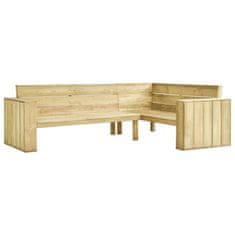 Vidaxl Vrtna kotna klop in blazine 239 cm impregnirana borovina
