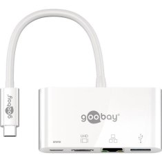 Goobay USB-C / 3x USB + HDMI + Ethernet multi-adapter, bel