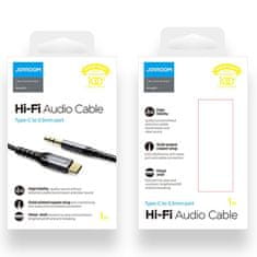 Joyroom Hi-Fi Audio kabel 3.5 mm jack - USB-C 1m, črna