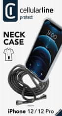 CellularLine Neck-Case zaščitni ovitek s črno vrvico za okoli vratu za Apple iPhone 12 Pro, prozoren (NECKCASEIPH12MAXK)