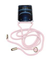 CellularLine Neck-Case zaščitni ovitek z roza vrvico za okoli vratu za Apple iPhone 12 Mini, prozoren (NECKCASEIPH12P)