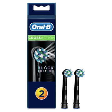 Oral-B CrossAction glava ščetke s tehnologijo CleanMaximiser, črna serija, pakiranje z 2 kosoma 